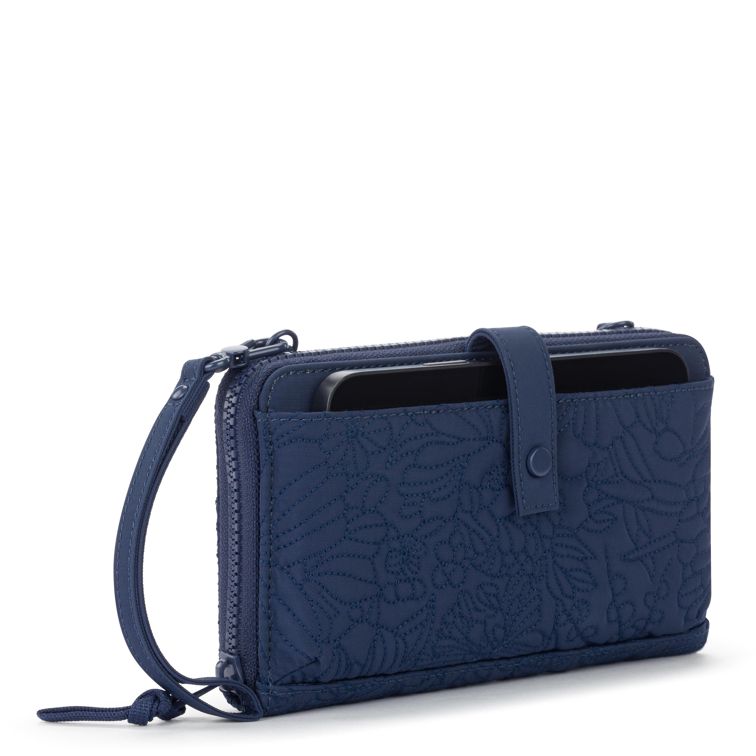 Sakroots Smartphone Wallet - EcoTwill - Navy Flower Blossom Quilted