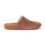 The Sak Bolinas Clog - Leather - Tobacco Suede Whimsy Floral Embroidery