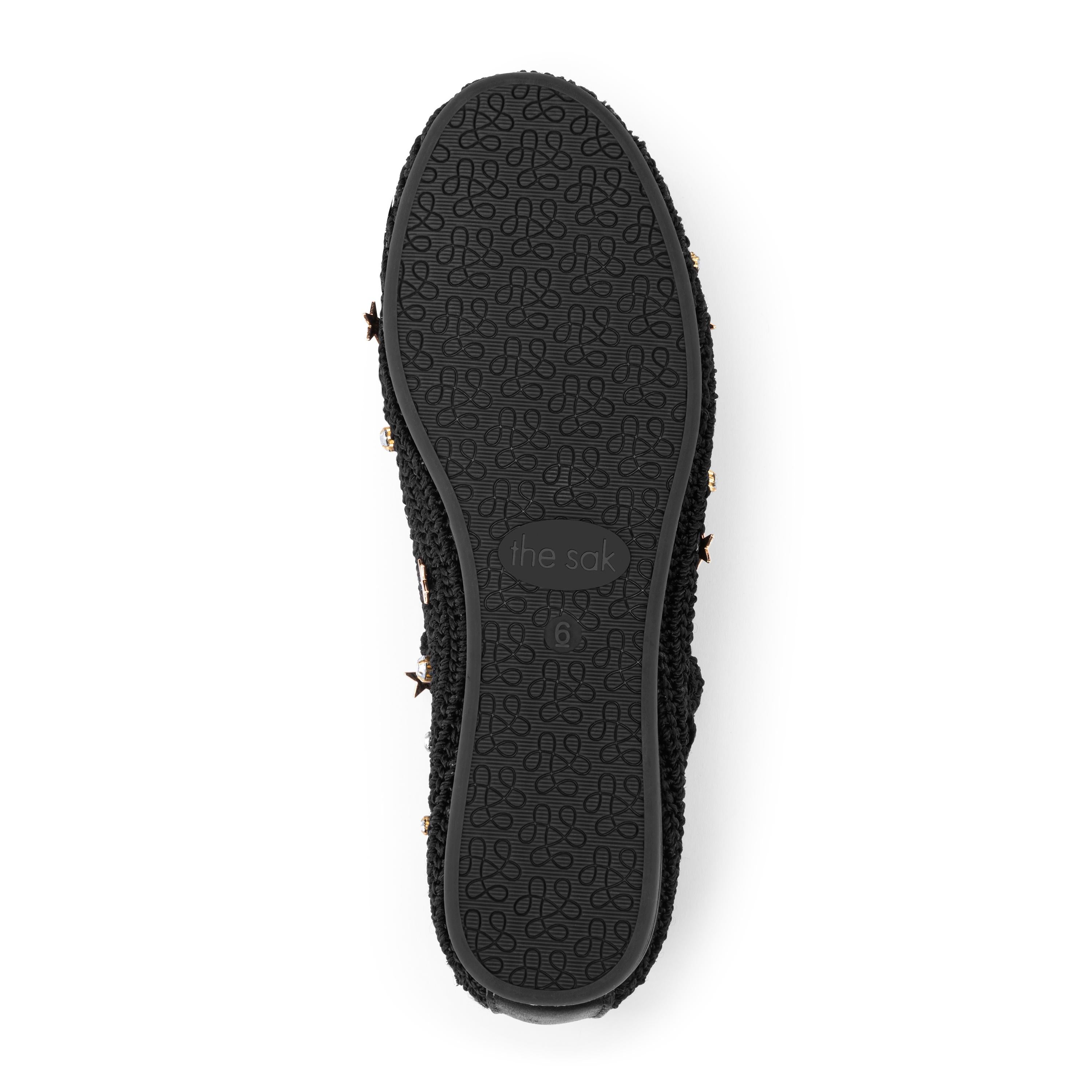 The Sak Leland T Strap Ballet Flat - Hand Crochet - Black Star Beads