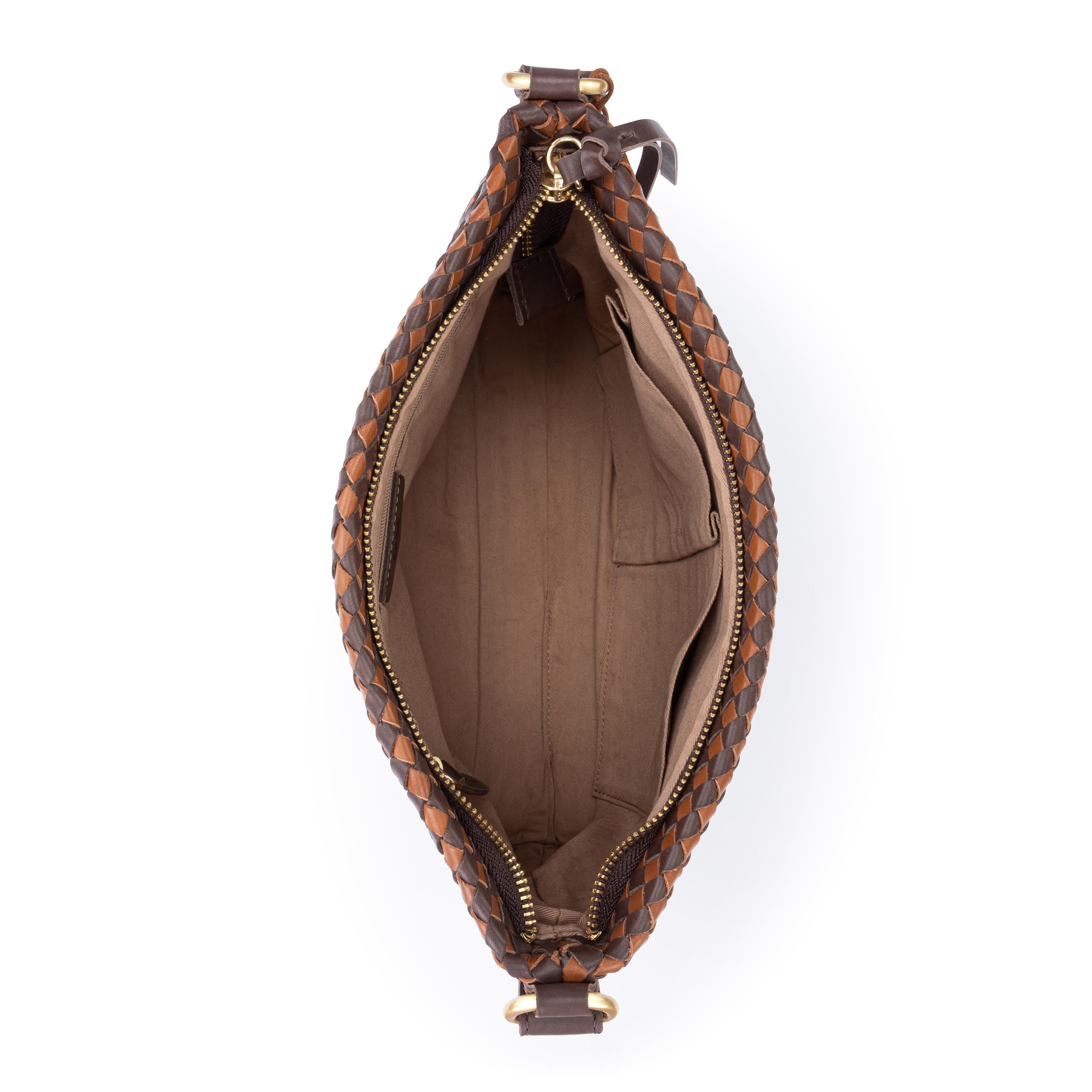 The Sak Melrose Crossbody - Leather - Mahogany Cognac Woven