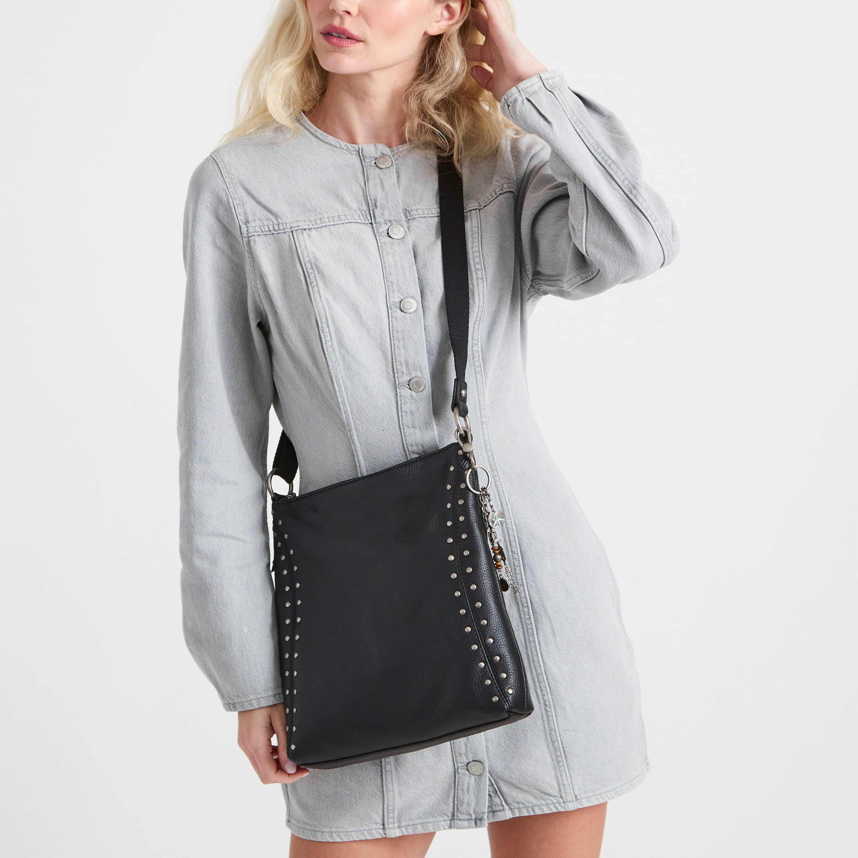 The Sak Lucia Crossbody - Leather - Black Silver Stud