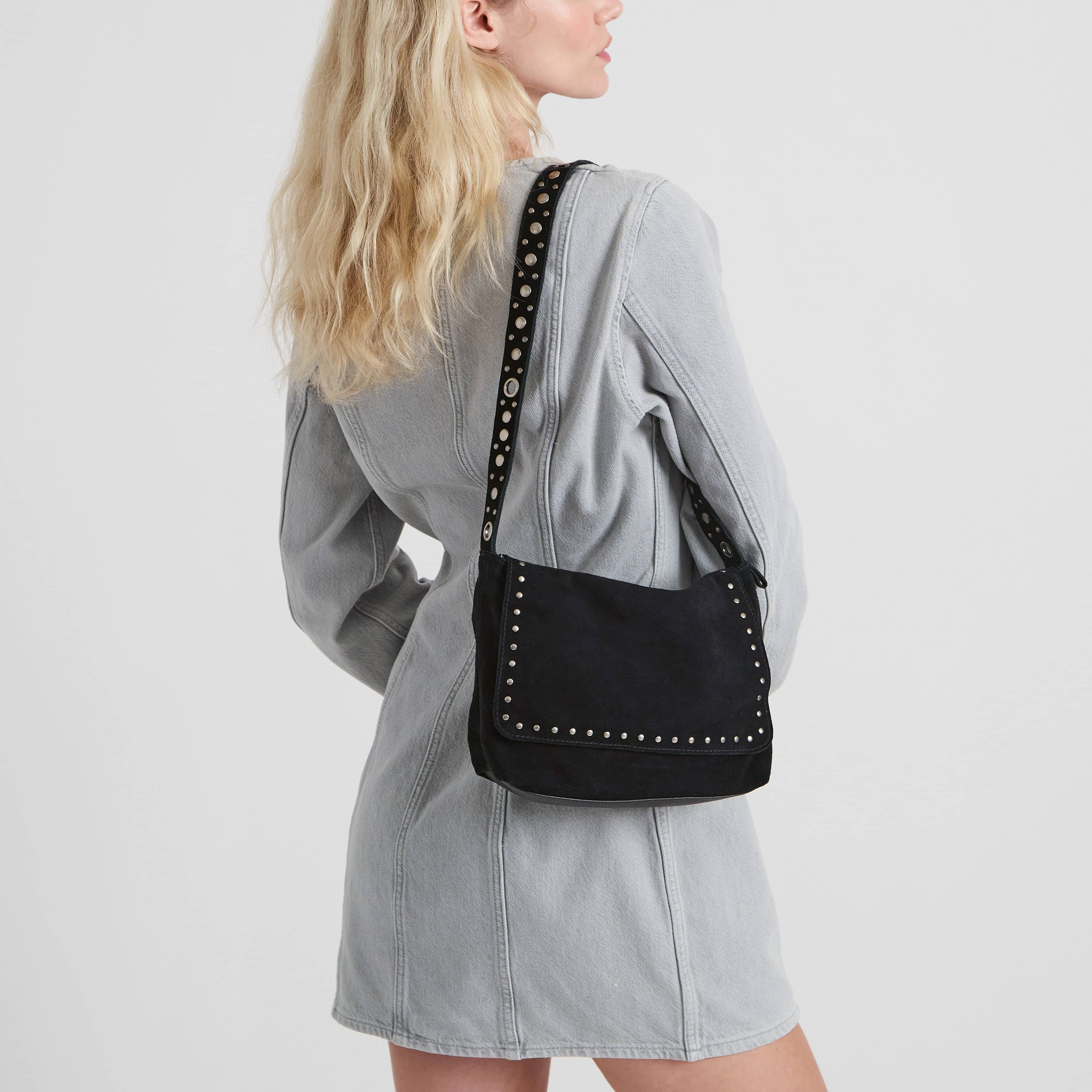 The Sak Marlow Flap Shoulder - Leather - Black Suede Belt