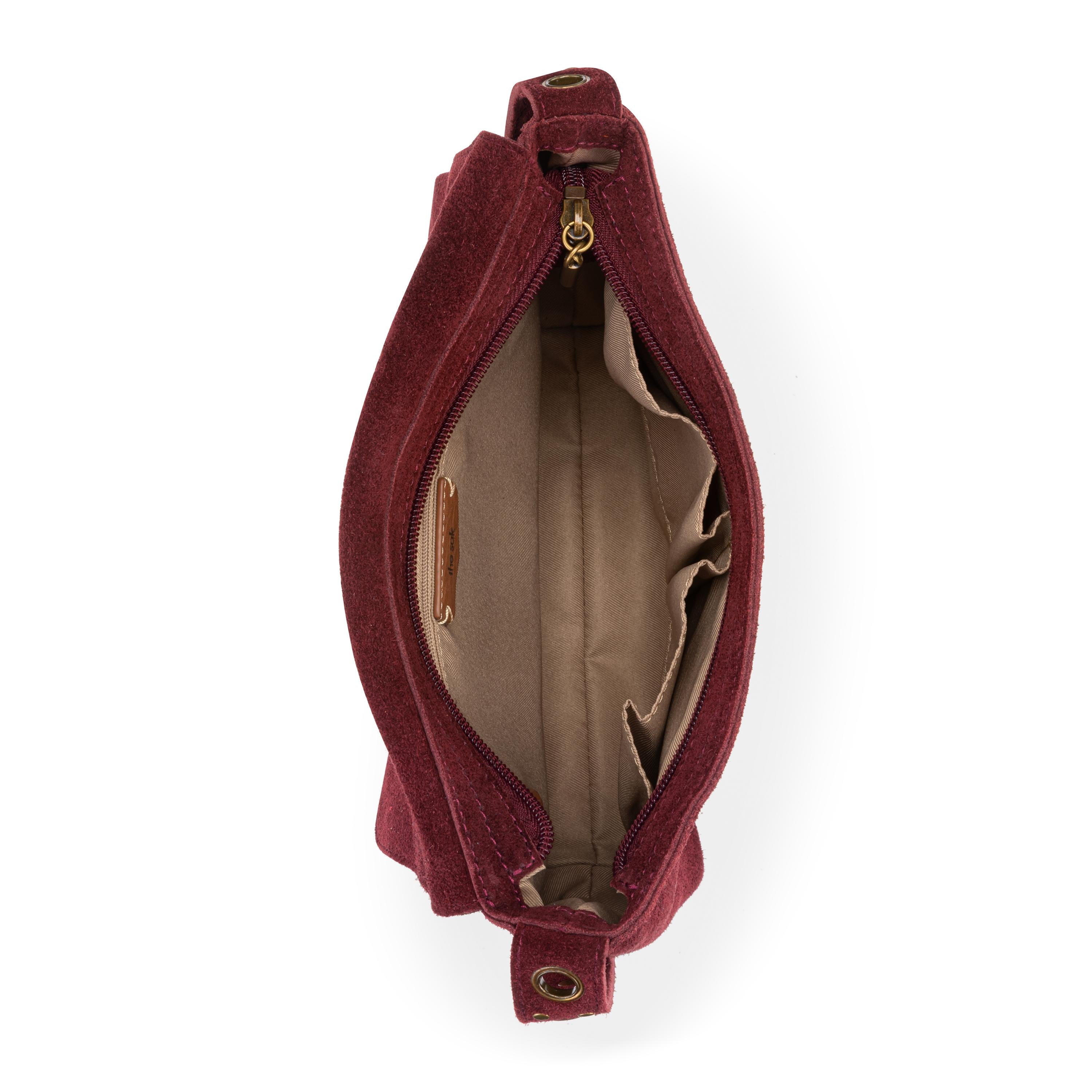 The Sak Marlow Flap Shoulder - Leather - Black Cherry Suede Belt