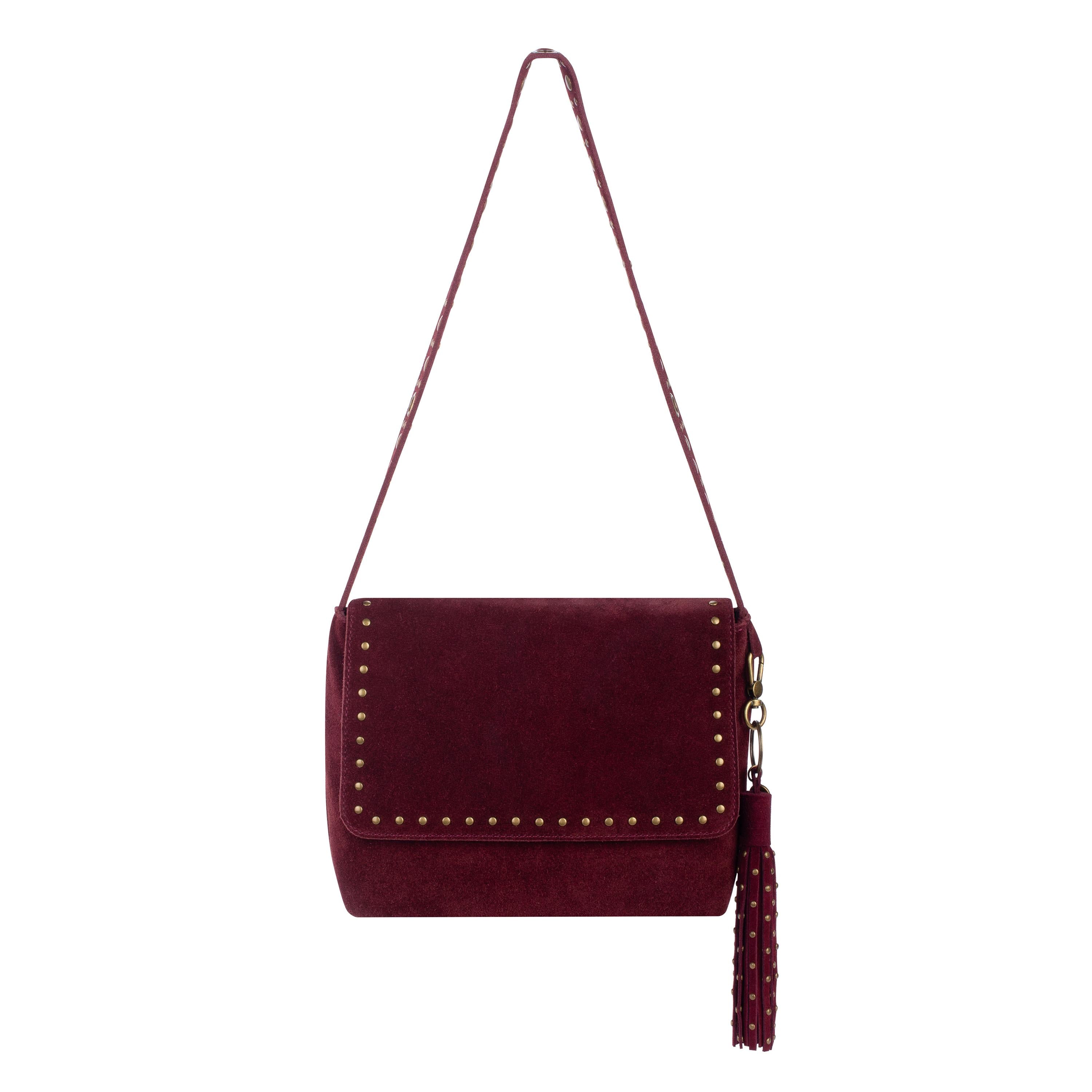 The Sak Marlow Flap Shoulder - Leather - Black Cherry Suede Belt
