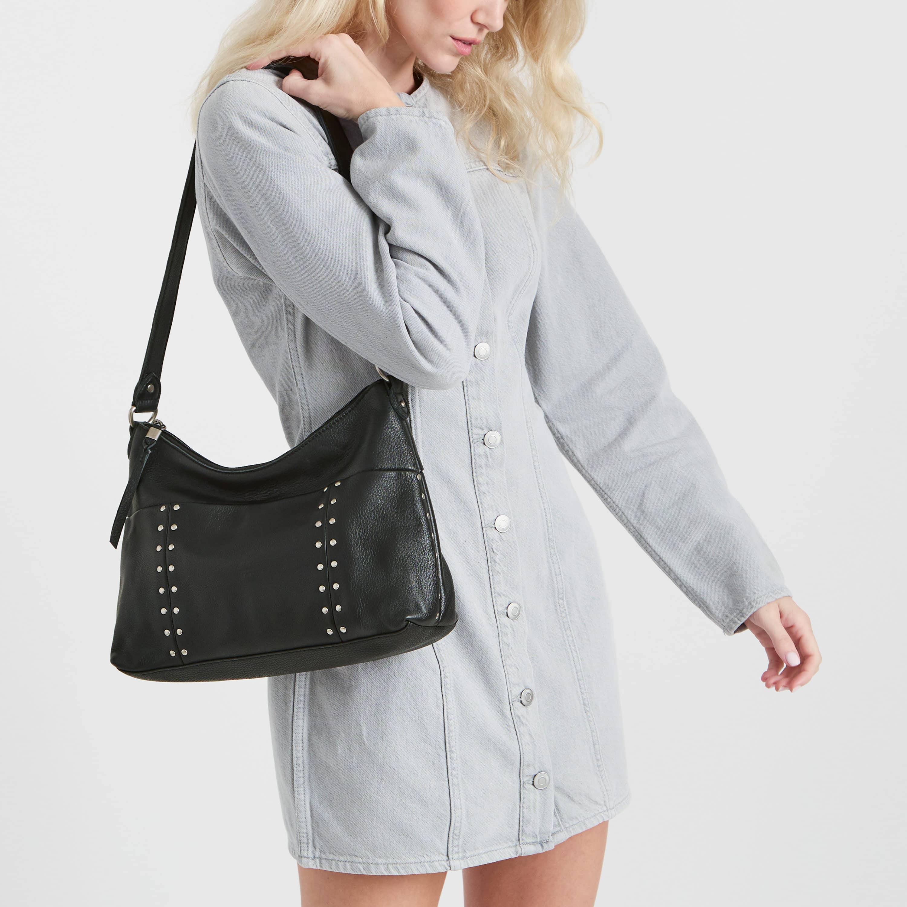 The Sak Melrose Shoulder Bag - Leather - Black Stud