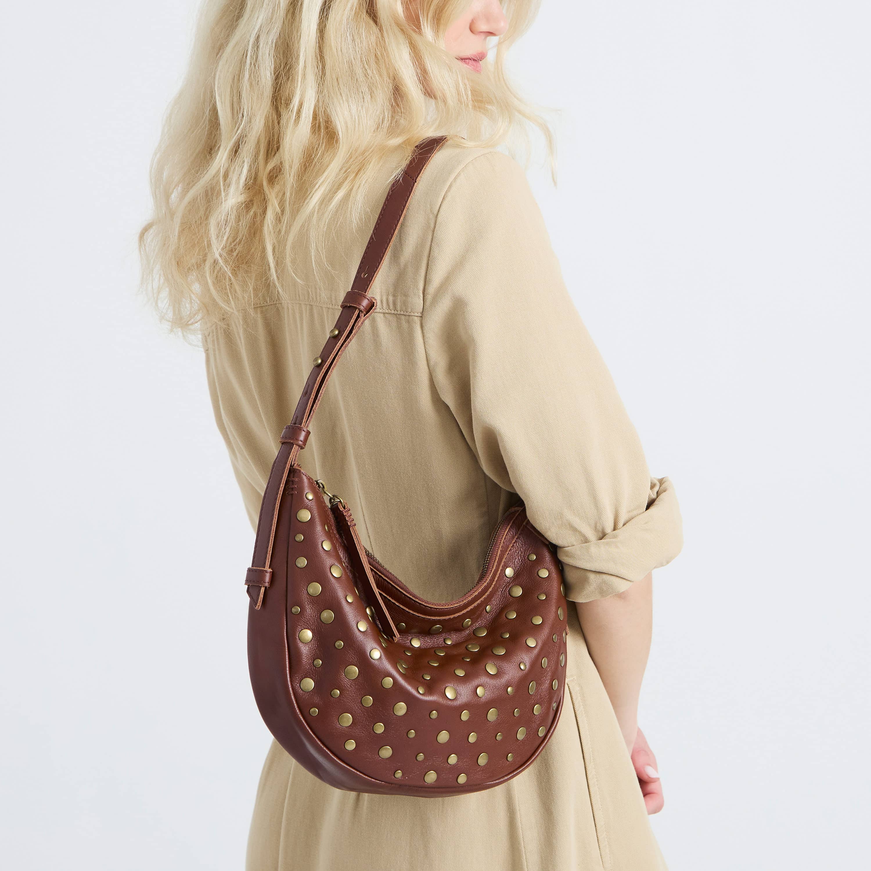 The Sak Tess Shoulder Bag - Leather - Whiskey Gold Stud