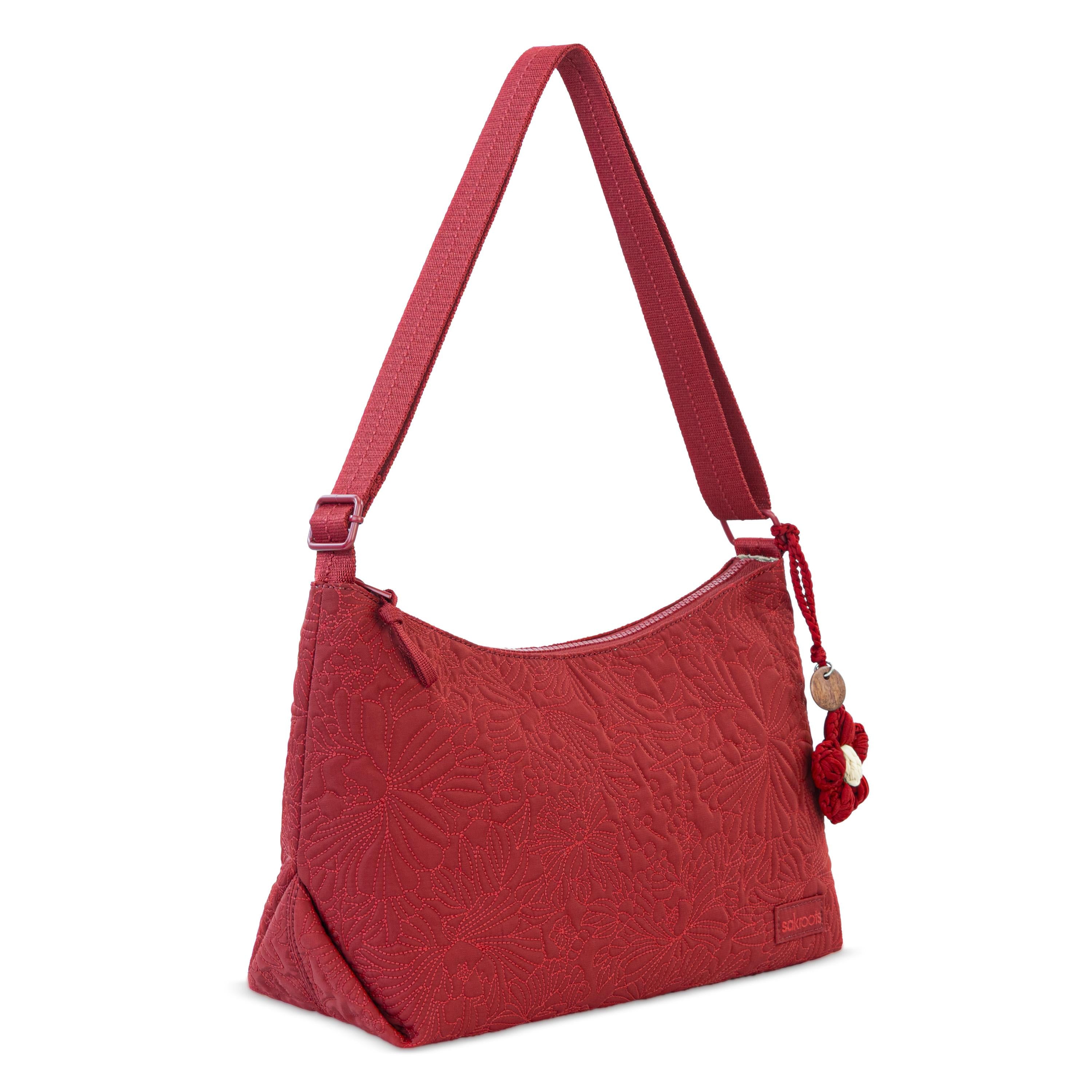 Sakroots Banyan Hobo - EcoTwill - Crimson Flower Blossom Quilted