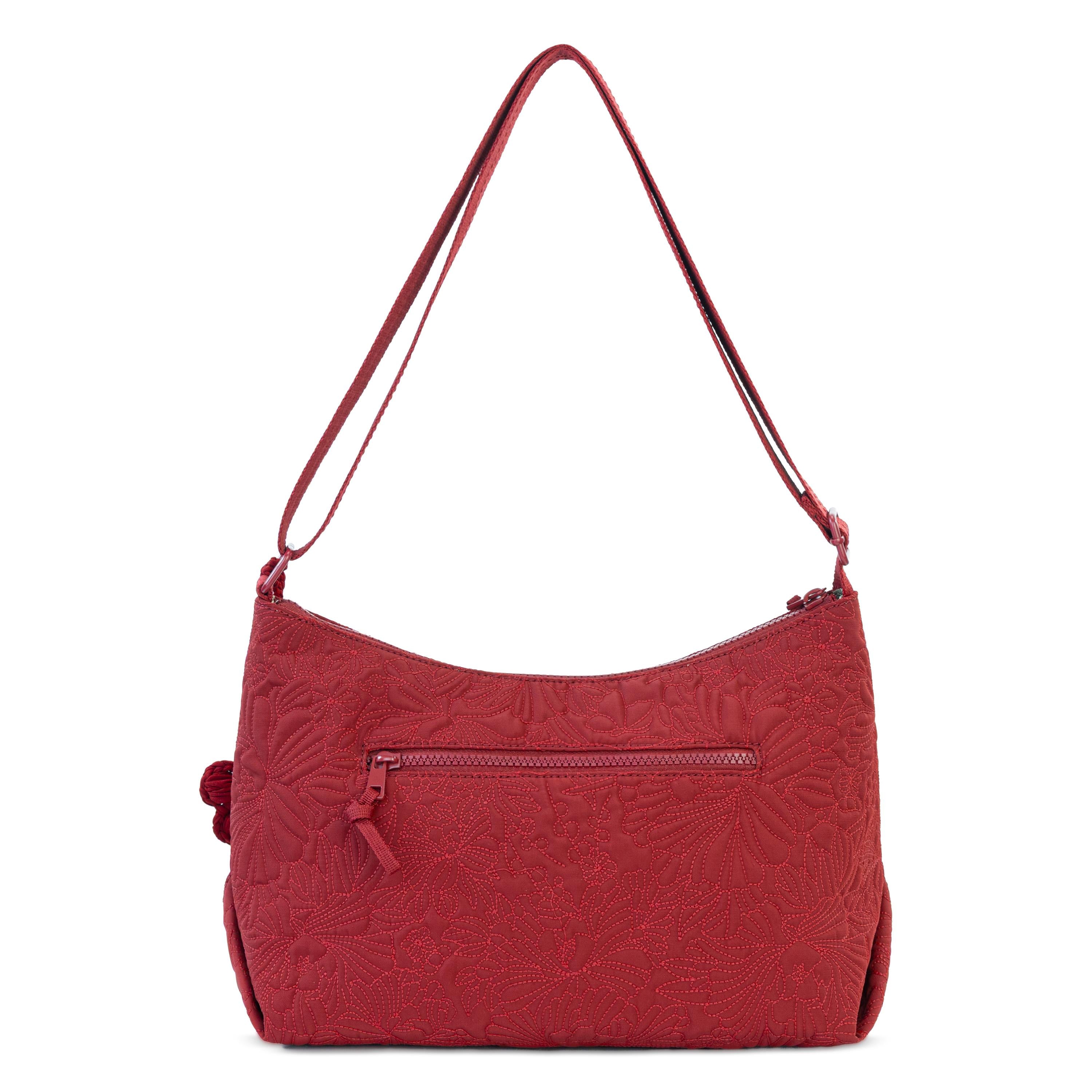 Sakroots Banyan Hobo - EcoTwill - Crimson Flower Blossom Quilted