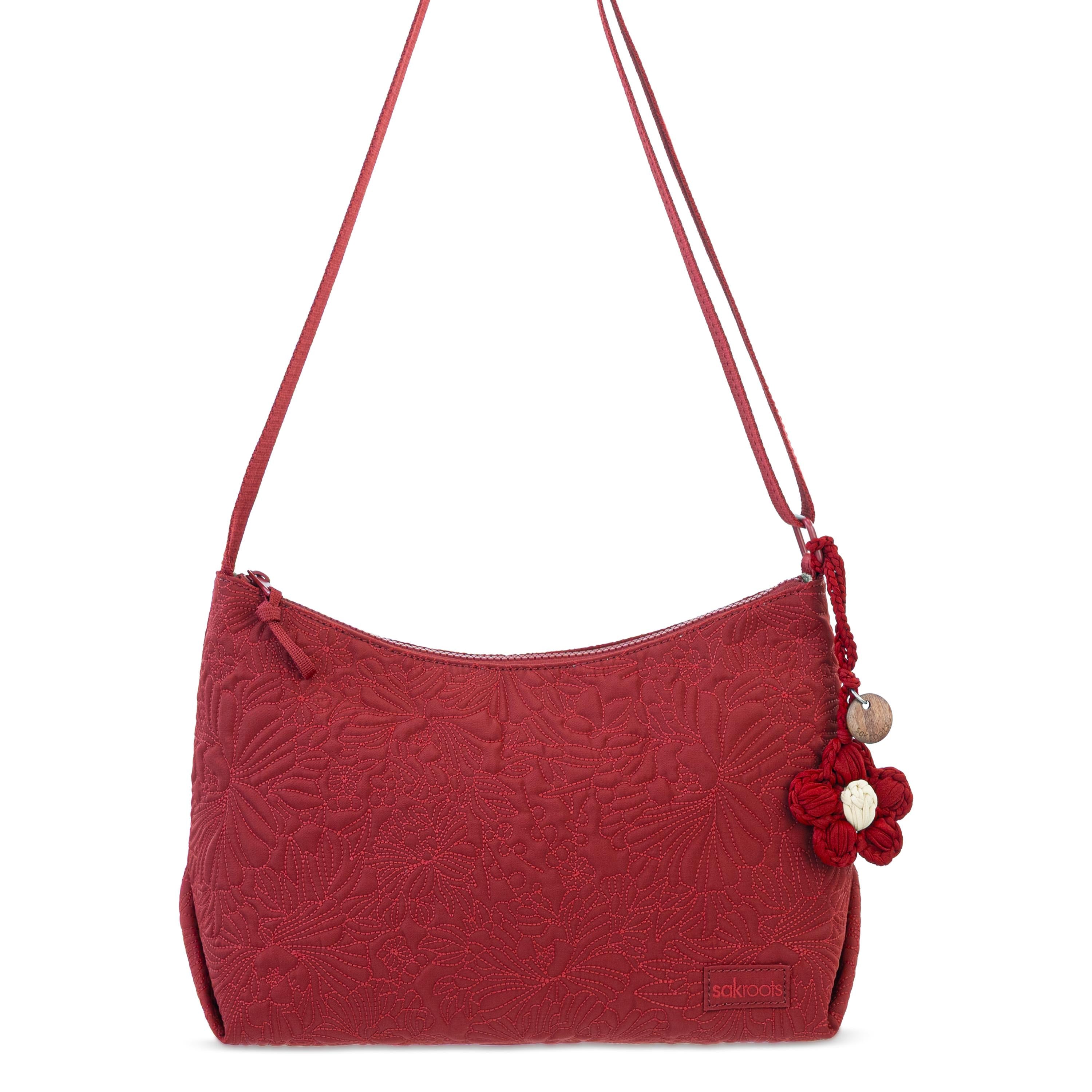 Sakroots Banyan Hobo - EcoTwill - Crimson Flower Blossom Quilted