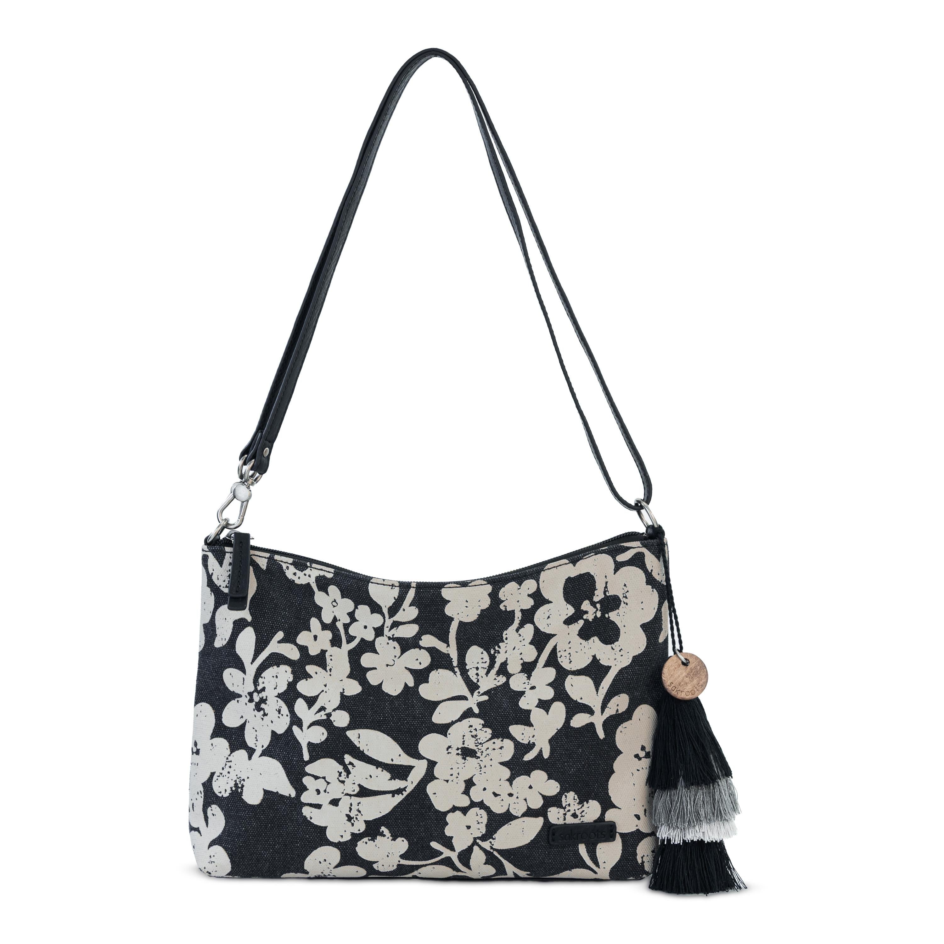 Sakroots Lumi Crossbody - Canvas - Black and White Shadow Floral