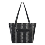 Sakroots Banyan Shoulder Tote - Straw - Black Metallic Woven