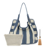 The Sak Los Feliz Large Tote 3 Piece Set - Hand Crochet - Maritime Stripe