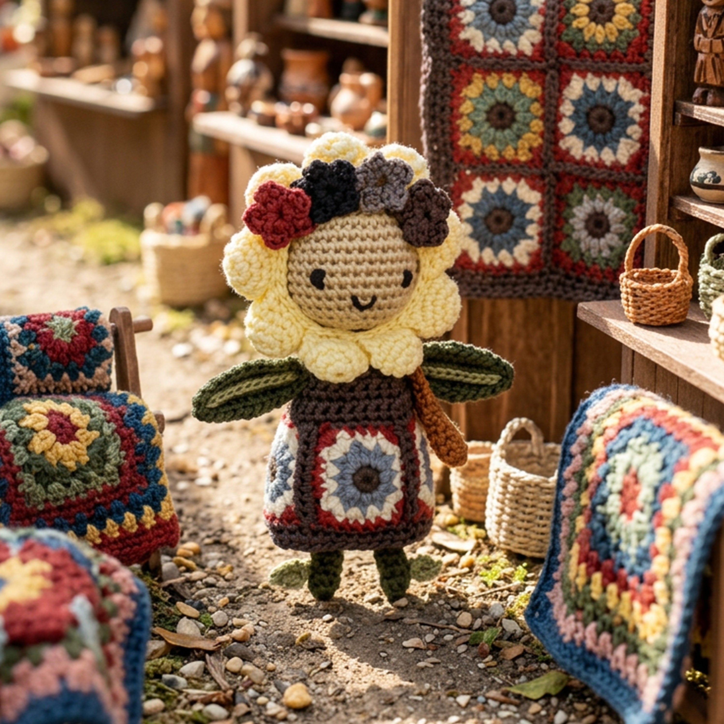 The Sak Sunbudz Sunflower Dangle - Hand Crochet - Maizee