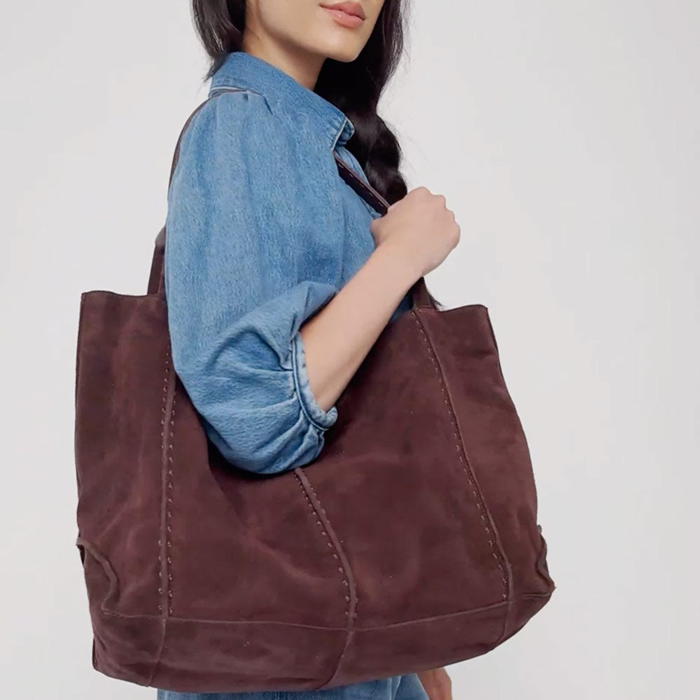 The Sak Los Feliz Large Tote - Leather - Mahogany Suede