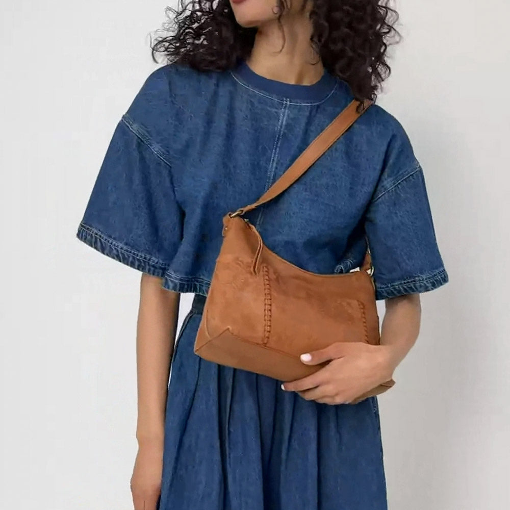 The Sak Melrose Shoulder Bag - Leather - Tobacco Floral Embossed